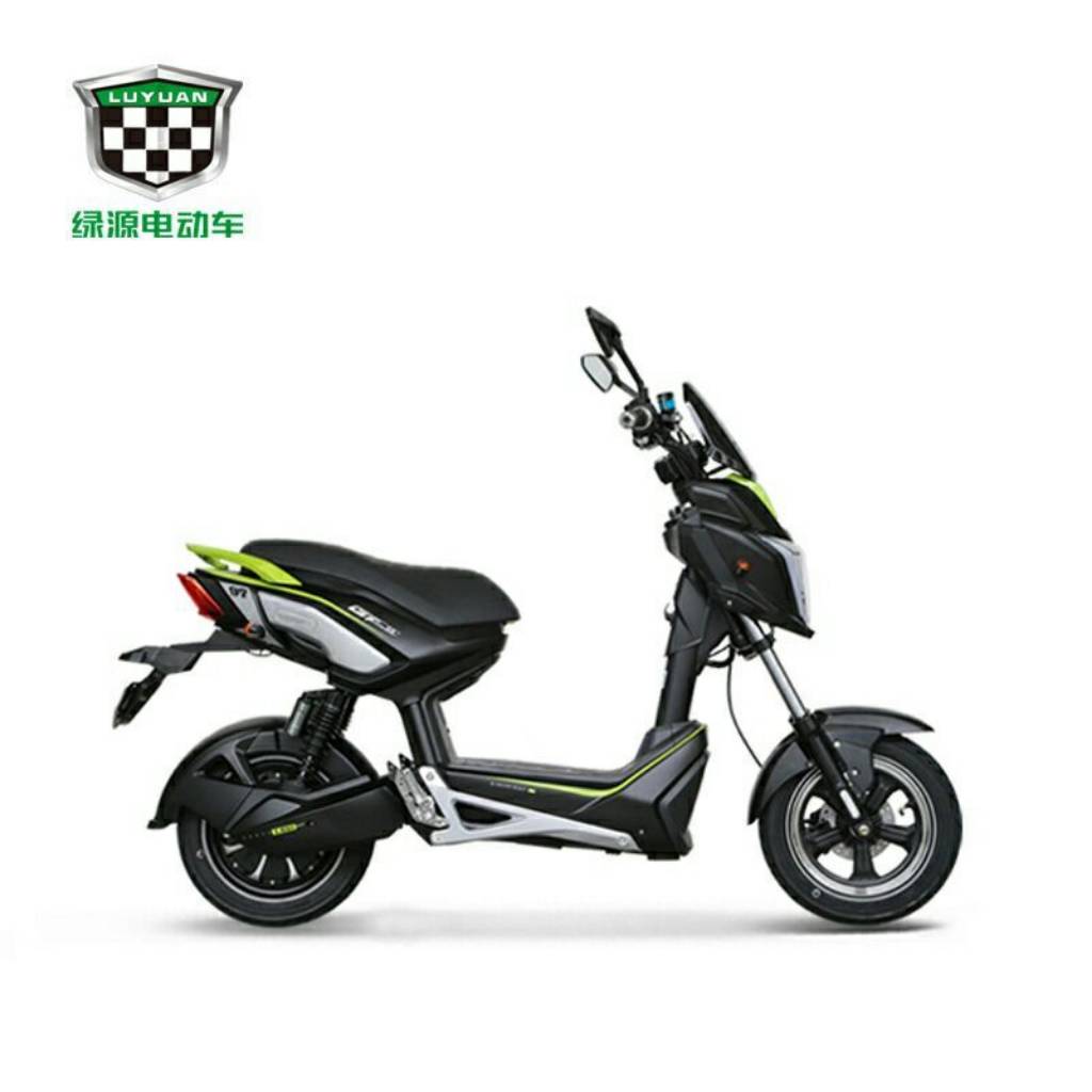 绿源电动车炫酷机车安全舒适黑金电瓶车踏板48v21ah自由骑士